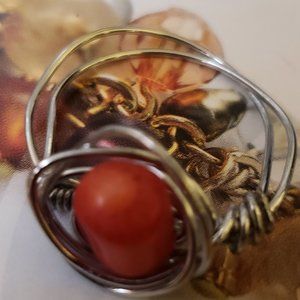Handmade red centered ring